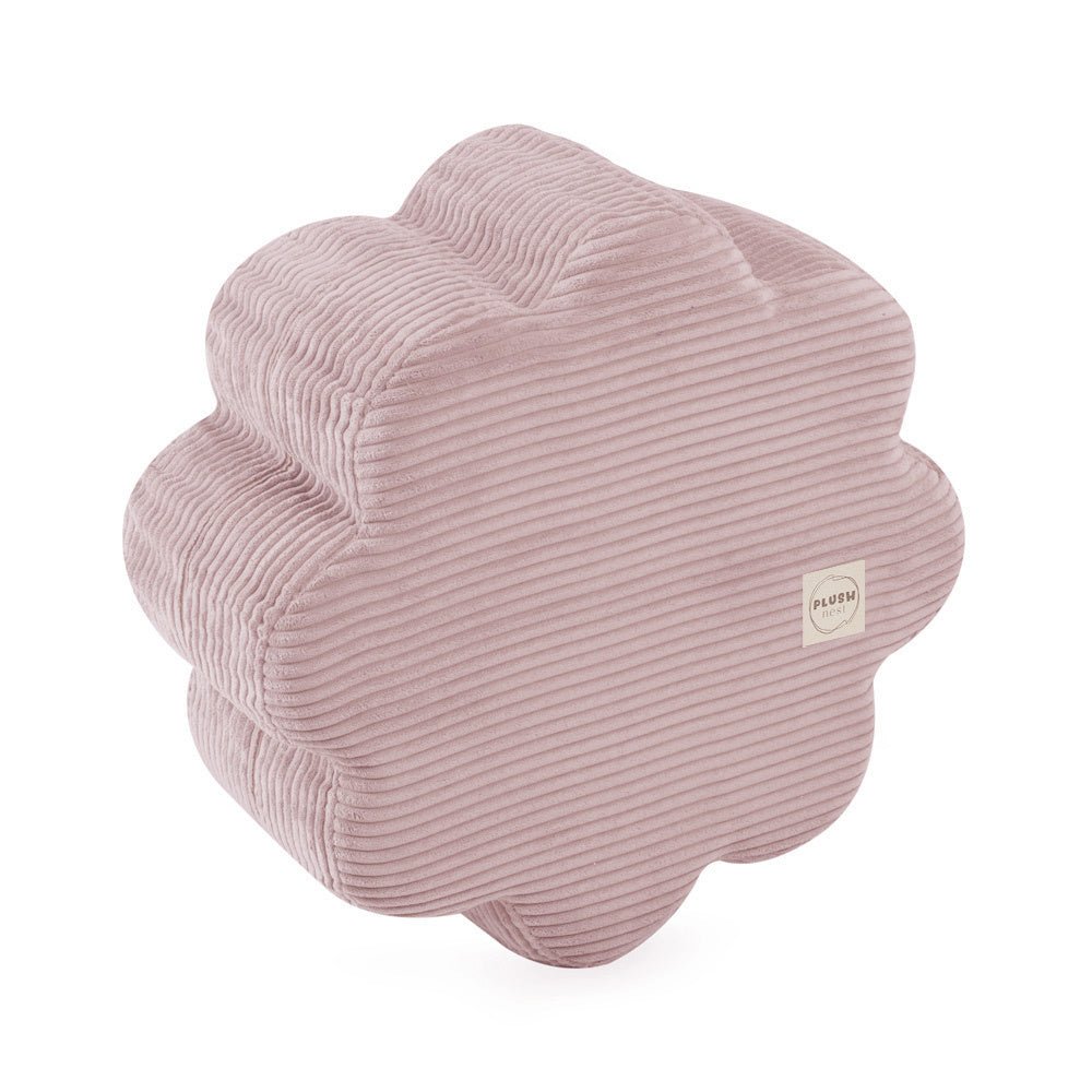 Pouf fleur 54x25 cm - Velours côtelé rose clair premium, forme de fleur - Plush Nest - myplayground