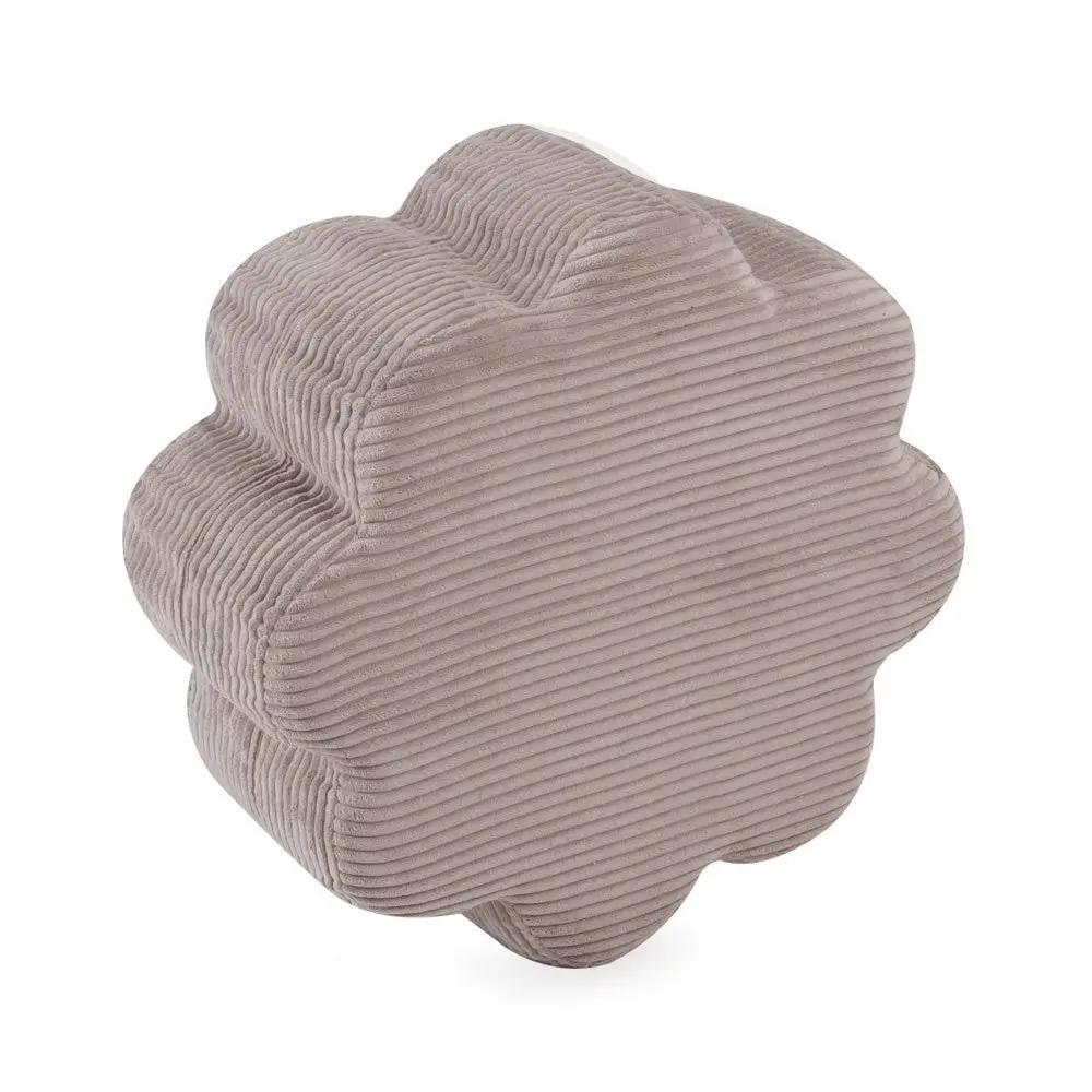 Pouf fleur 54x25 cm - Velours côtelé beige premium, forme de fleur - Plush Nest by Misioo