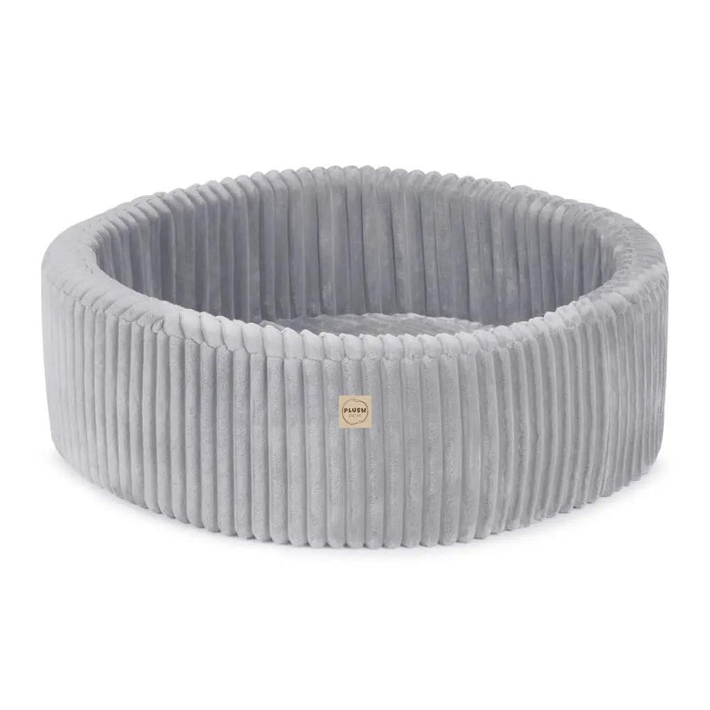 Piscine à balles - ronde 90x30 cm, Gris Puffy Lamell (+ 200 boules perle, bleue, argent ) – Plush Nest by Misioo