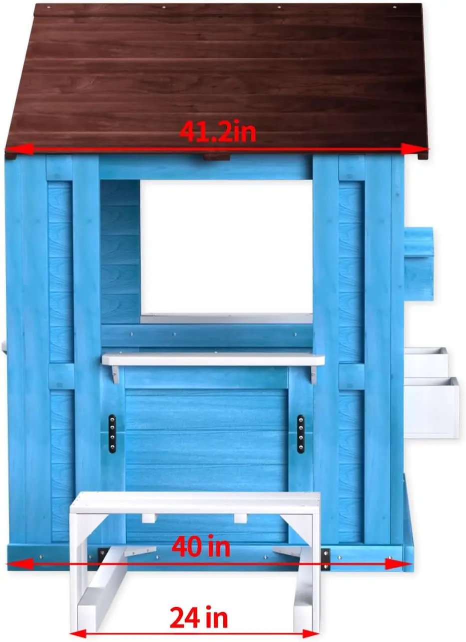 Outdoor Premium Solid Wood Playhouse For Kids With Bench by ShipItFurniture