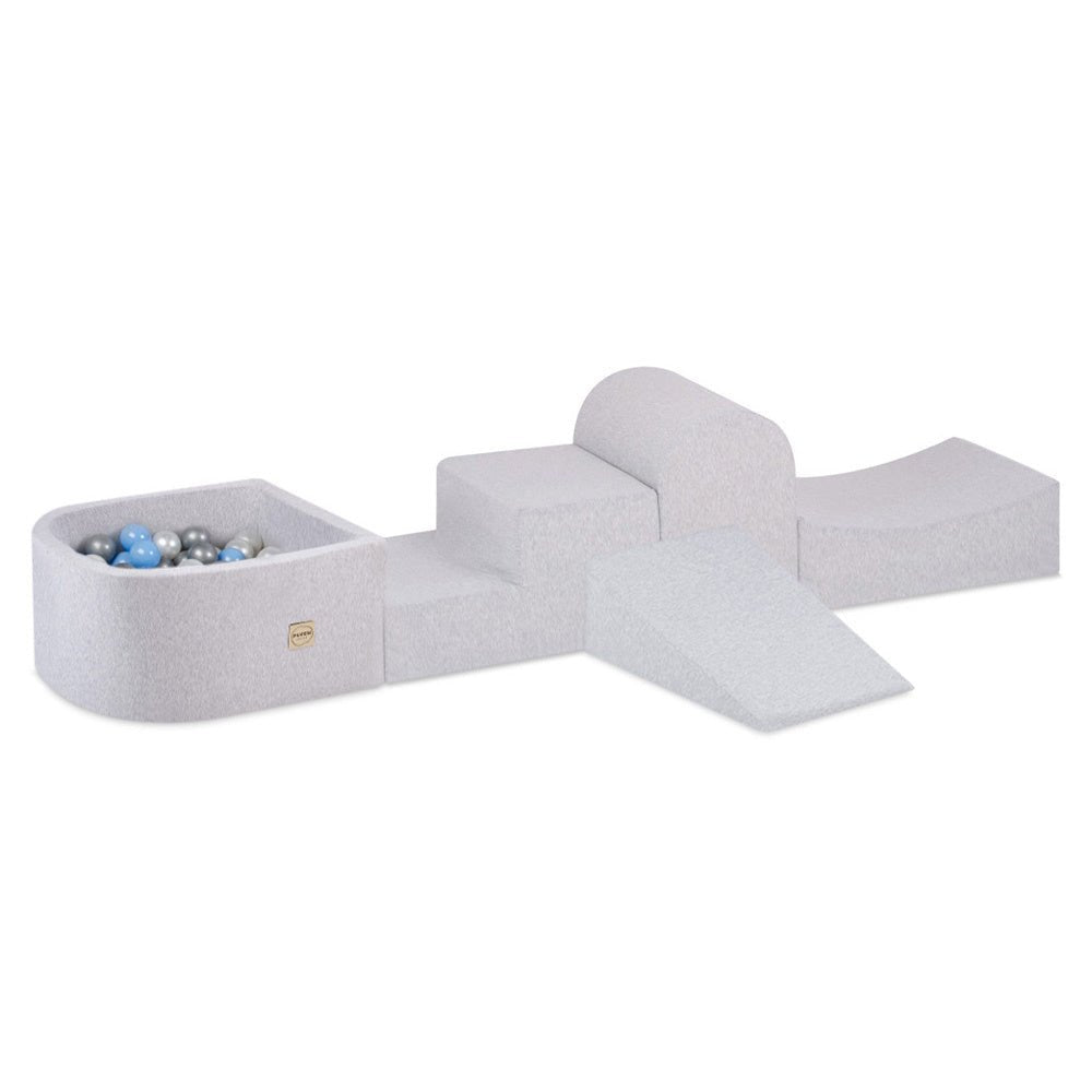 Mini terrain de jeu – gris clair smart, bassin et 100 balles – Plush Nest - myplayground