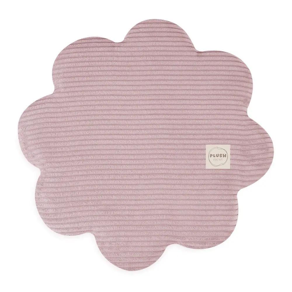 Pouf fleur 54x25 cm - Velours côtelé rose clair premium, forme de fleur - Plush Nest by Misioo