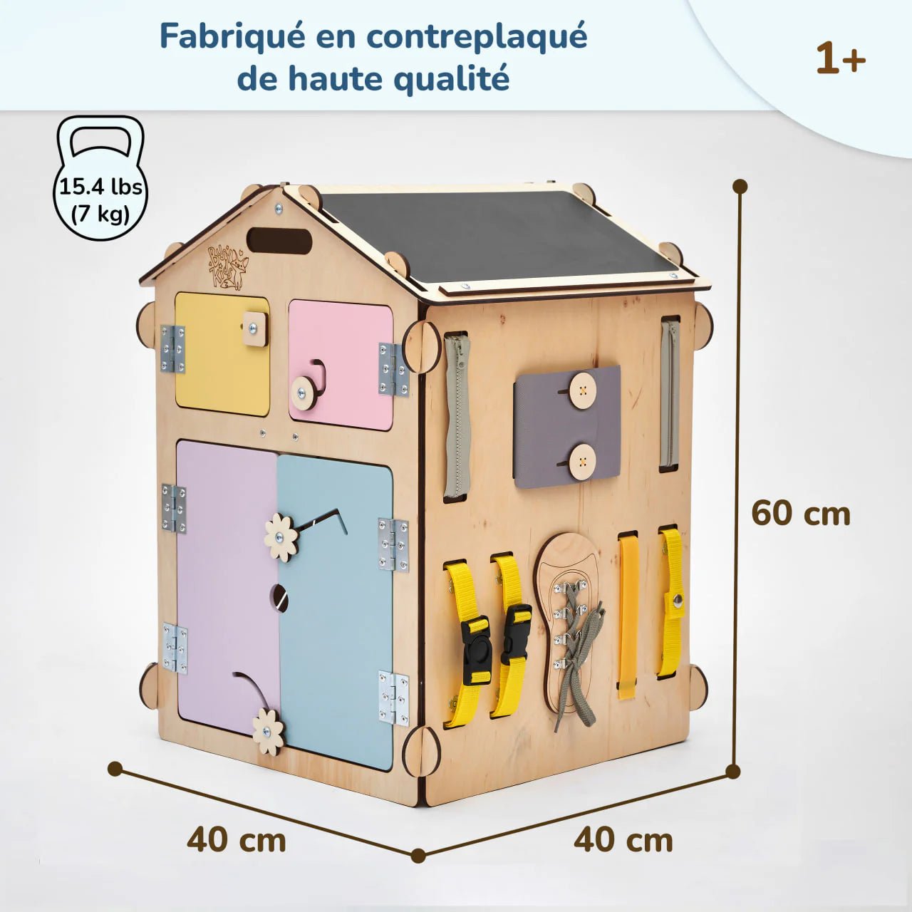 Ensemble Maisonnette et Cube Interactif - Natura/Pastel, bois natura - 12 à 18 mois - BusyKids - myplayground