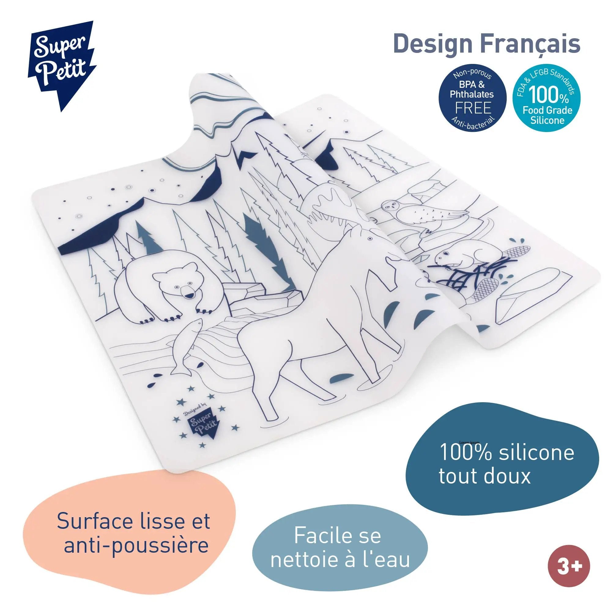 Jeu éducatif: Set de table en silicone BOREAL - Réutilisable by SuperPetit