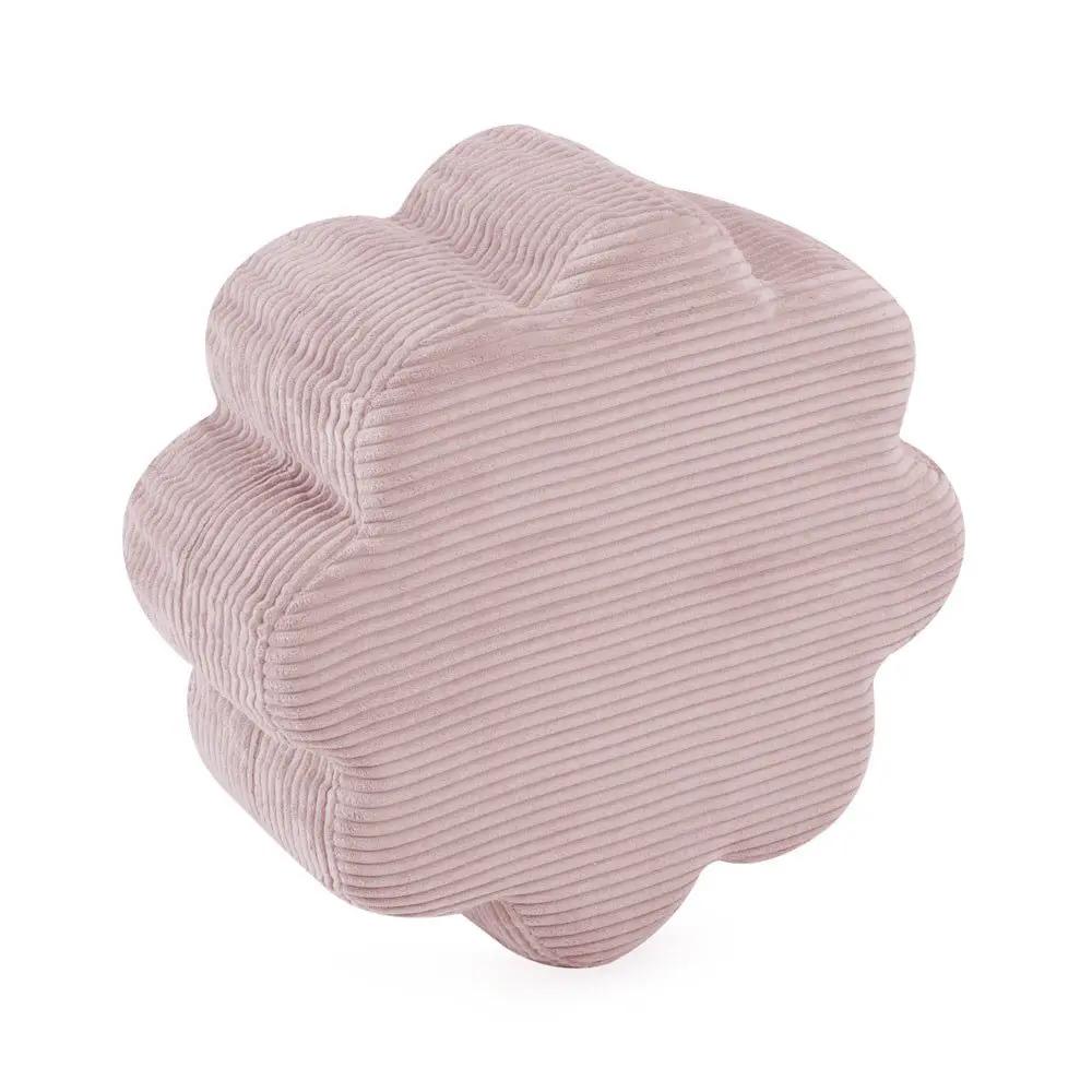 Pouf fleur 54x25 cm - Velours côtelé rose clair premium, forme de fleur - Plush Nest by Misioo
