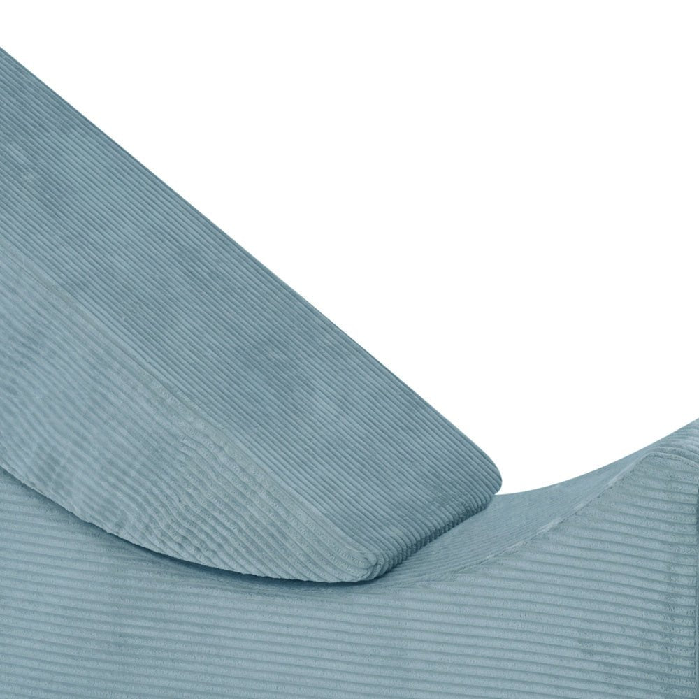 Chaise longue enfant inclinable 145x35x45 cm – Velours côtelé bleu premium – Plush Nest - myplayground