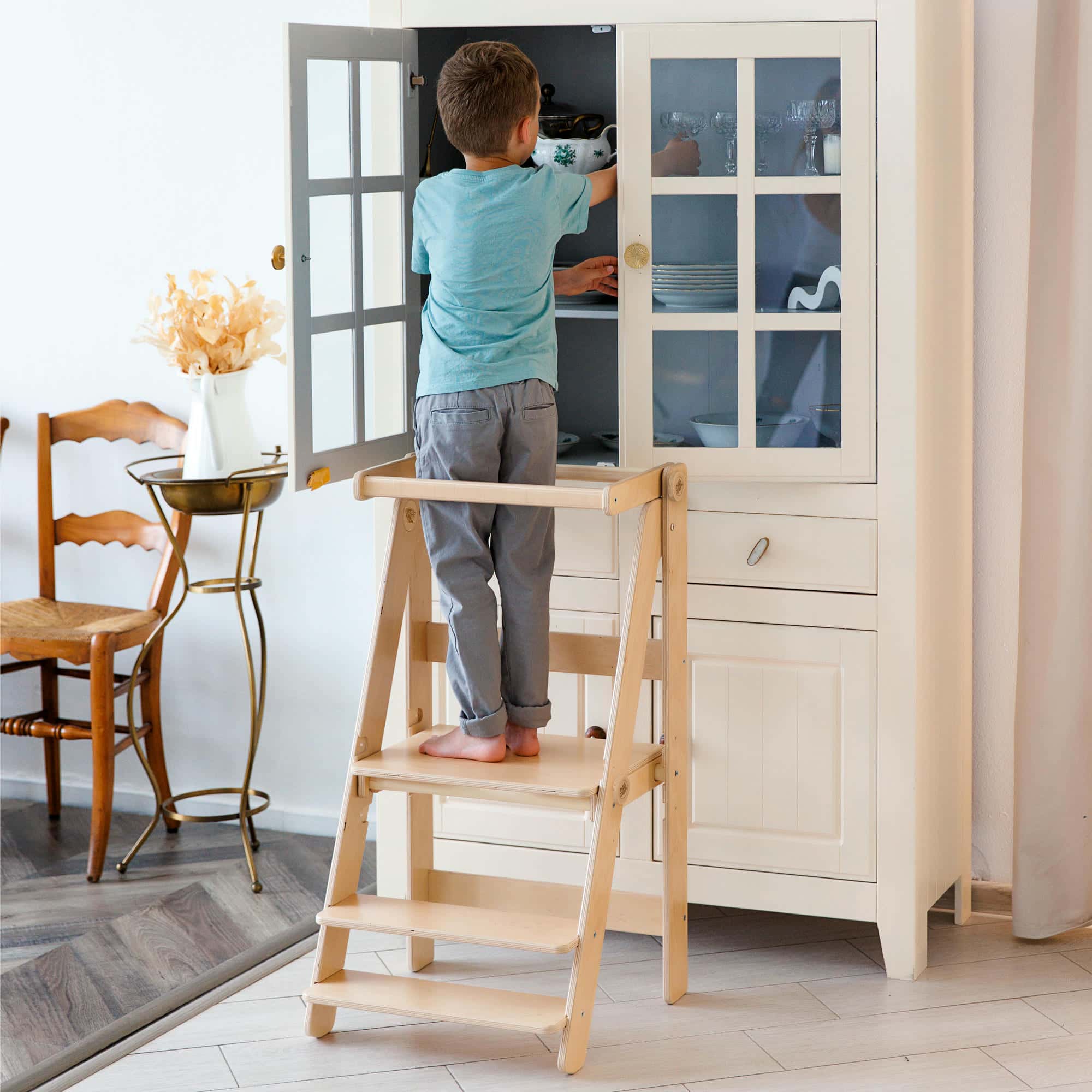 Tour d'Apprentissage Pliable - Bois Brut (non verni), 18 à 24 mois - BusyKids - myplayground