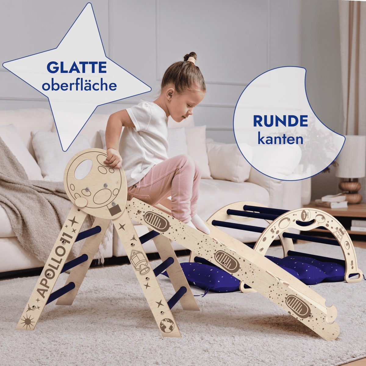 Apollo 4in1 Climbing Set For Toddlers With Pikler Triangle Climbing Arc And Slide Board Limited Edition Astronaut Kit by Goodevas
