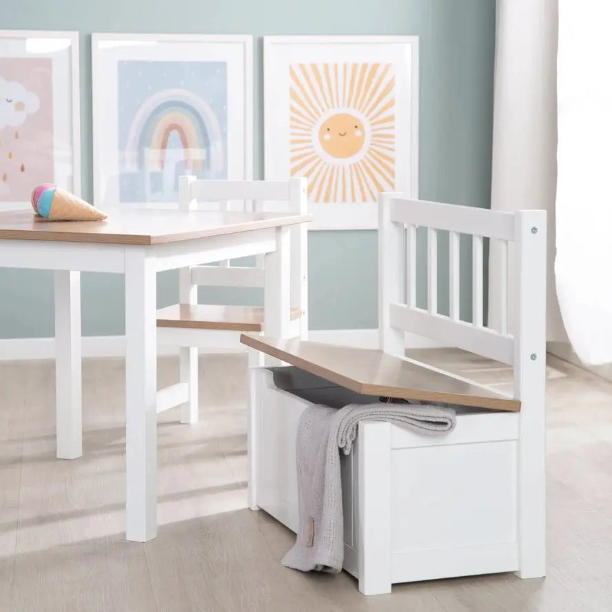 Banc de Coffre Pour Enfants - Coffre à Jouets en Bois Blanc - Roba Kids by ROBA