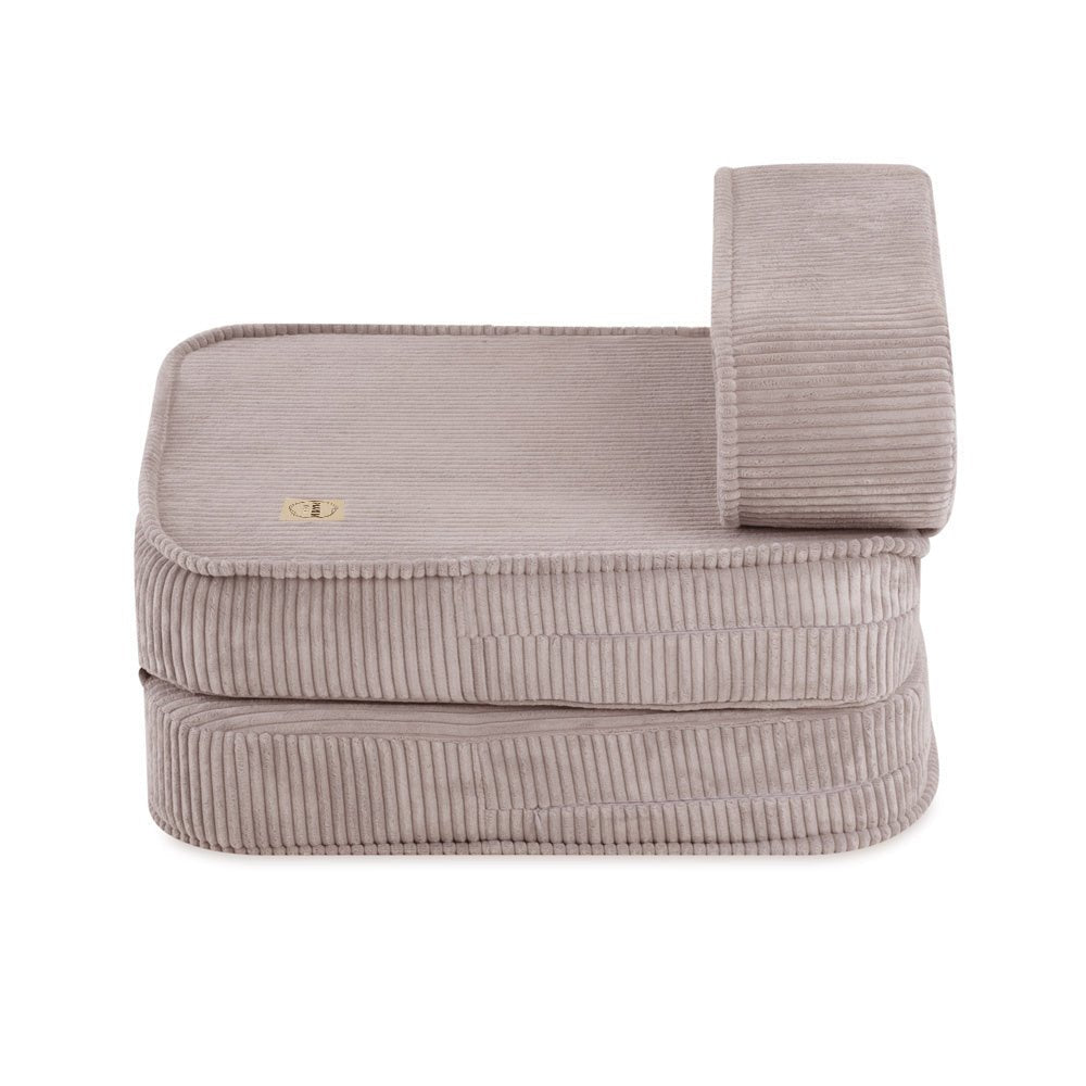 Chaise longue enfant, 150x60x25 cm, velours côtelé beige premium - Plush Nest - myplayground