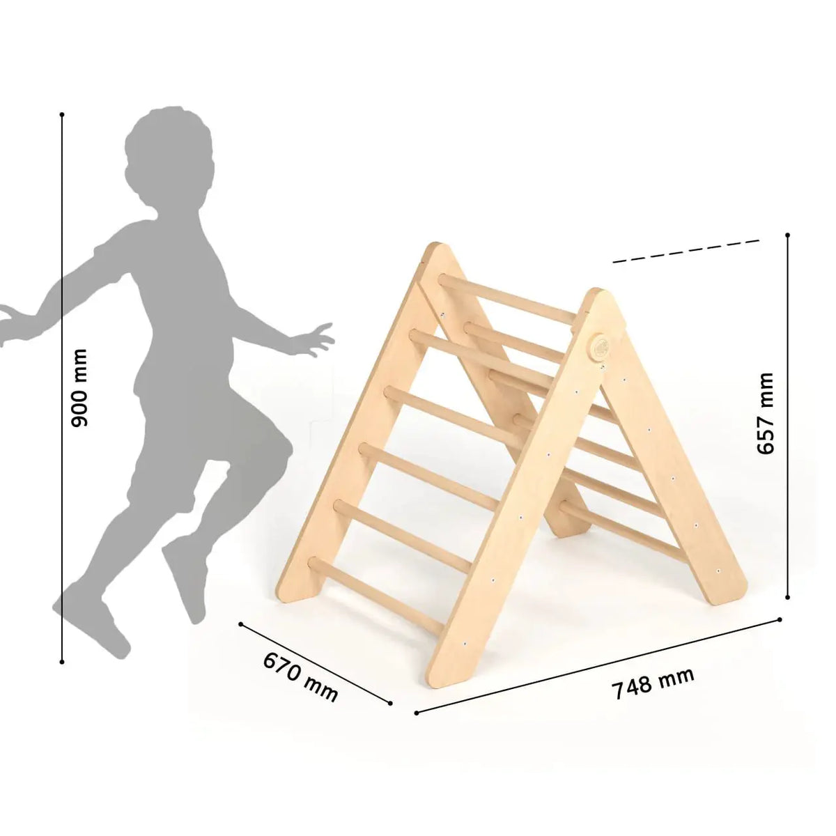 Ensemble triangle de motricité pikler et planche - couleur nature, bois brut, 12 à 18 mois - BusyKids by BusyKids