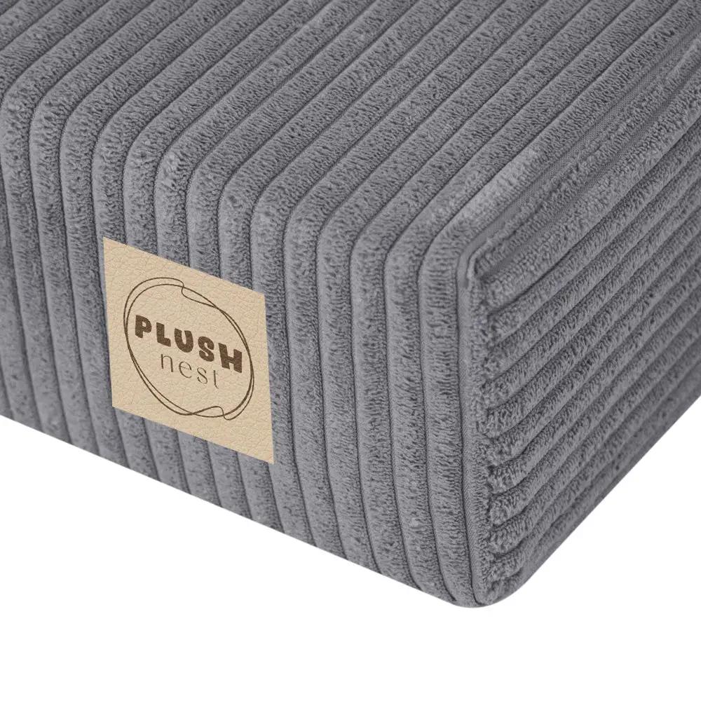 Matelas Foldie large avec appui-tête - Velours côtelé gris premium - Plush Nest by Misioo