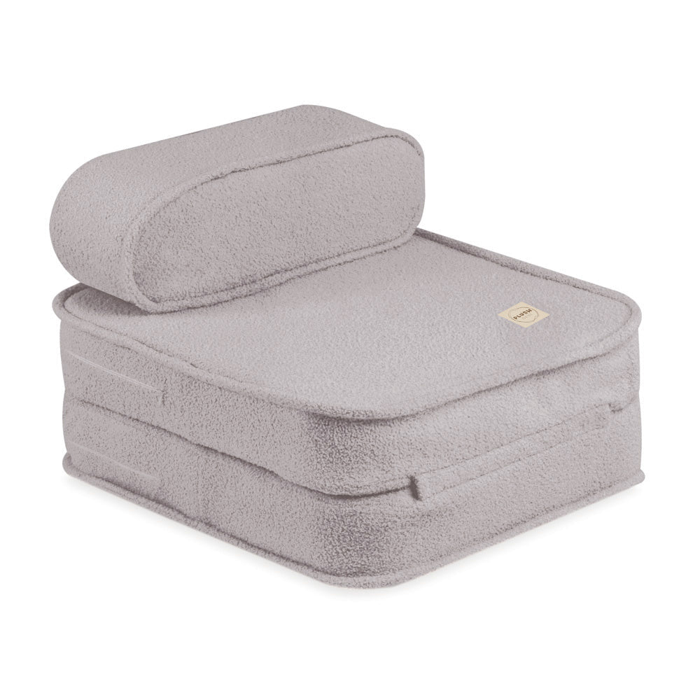 Chaise longue enfant, 150x60x25 cm, agneau gris - Plush Nest - myplayground