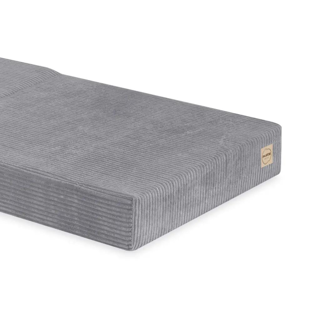 Matelas Foldie large avec appui-tête - Velours côtelé gris premium - Plush Nest by Misioo
