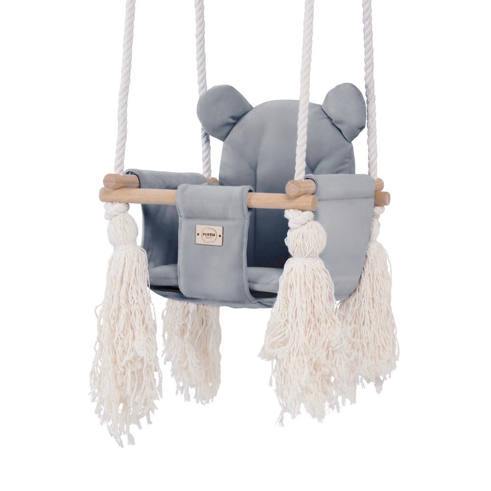 Balançoire Ourson - Velours gris - Plush Nest - myplayground