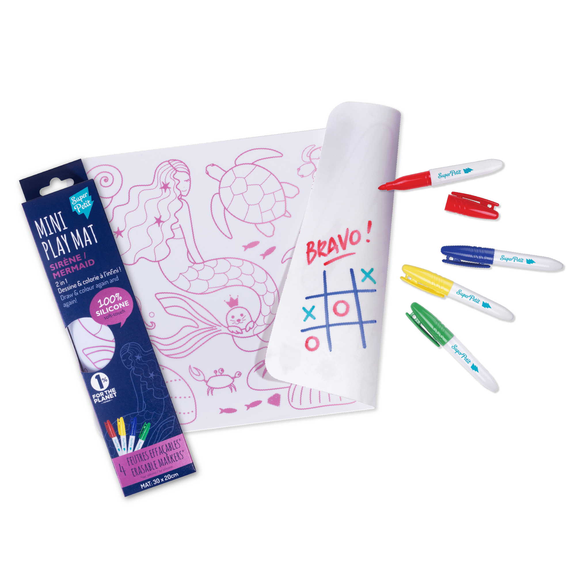 Coloriage éducatif: miniPlaymat 2en1 - SIRENE - Réversible - myplayground