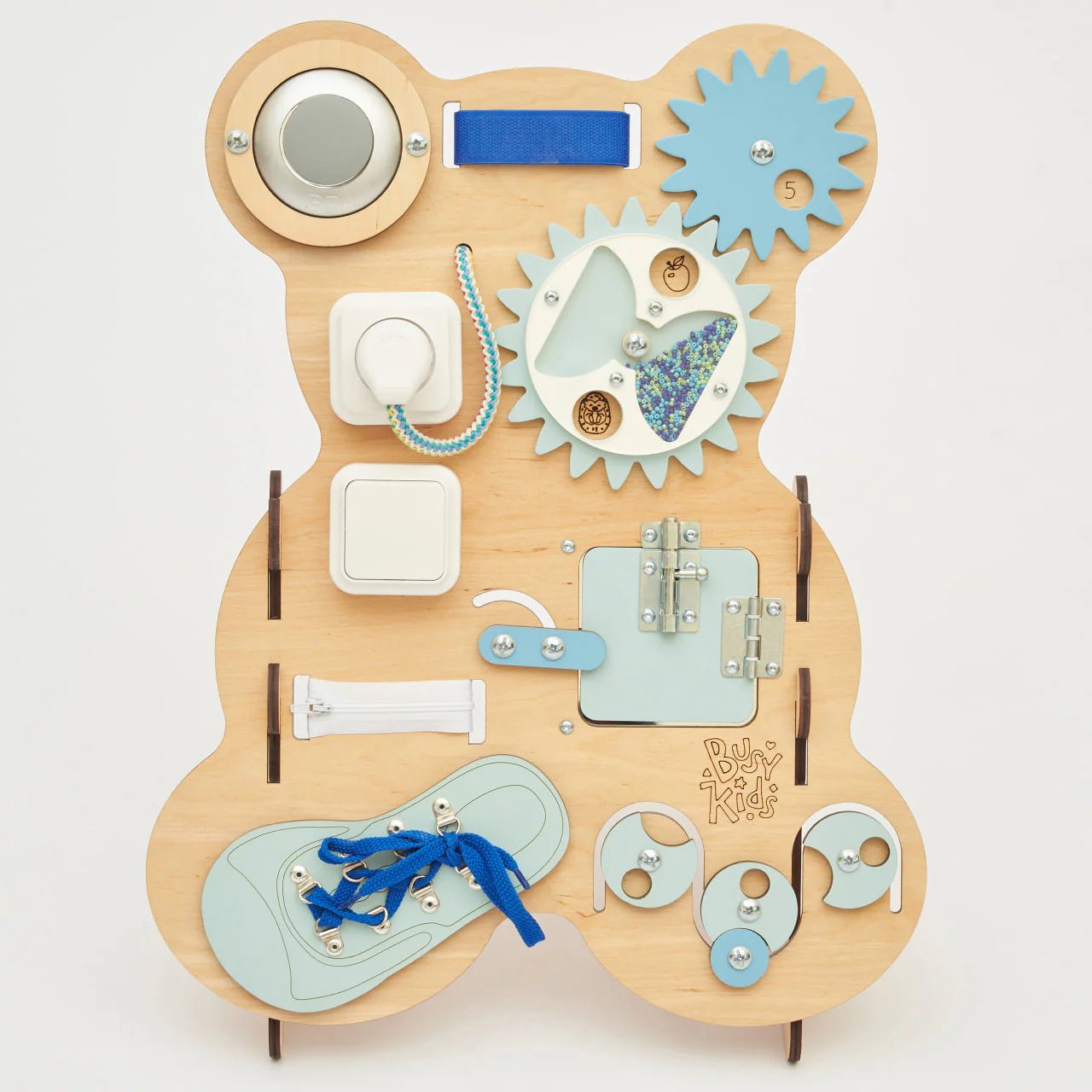 Busy Board « Ourson Curieux » - Bois Natura, 12 mois - BusyKids - myplayground