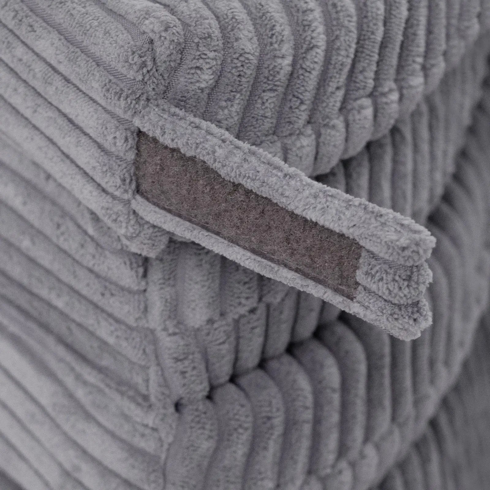 Tapis fleur - 15x115x5 cm, velours côtelé gris moelleux, tapis de jeu - Plush Nest by Misioo