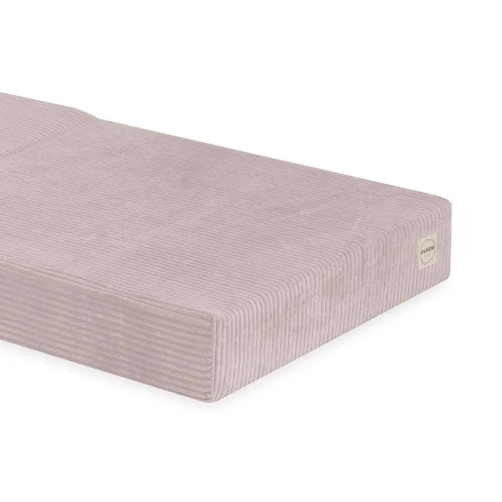 Matelas Foldie large avec appui-tête - Velours côtelé rose clair premium - Plush Nest by Misioo