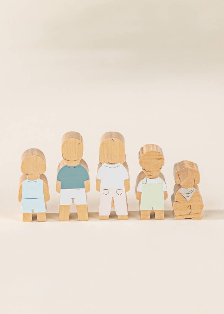 Ensemble de 5 personnages de maison de poupée familiale en bois - Coco Village - myplayground