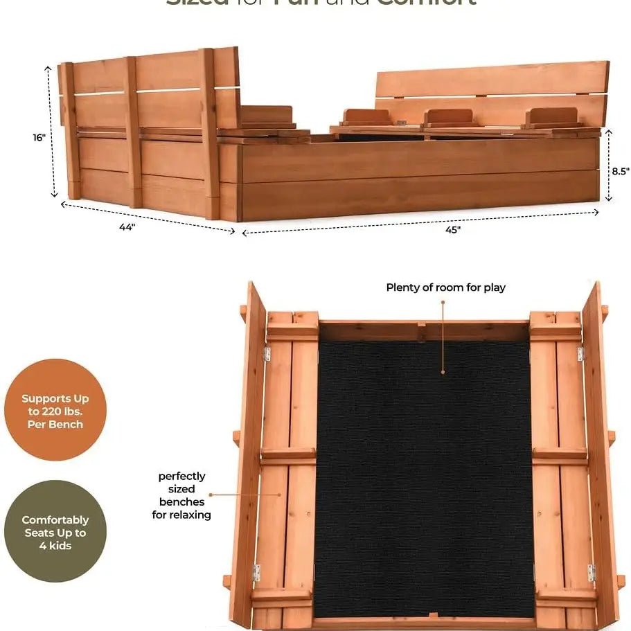 Play 22 | Grand bac à sable en bois pour enfants avec couvercle - myplayground