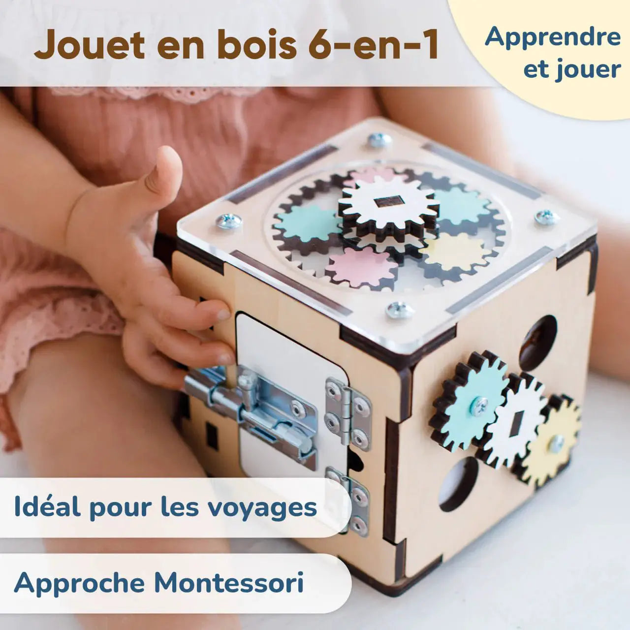 Cube d'activités - Bois Natura, 12 mois - BusyKids by BusyKids