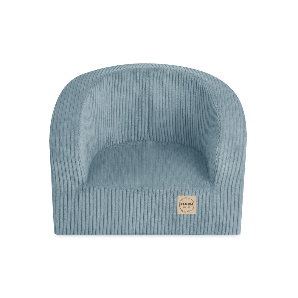 Fauteuil - bleu velours côtelé premium, fauteuil enfant - Plush Nest - myplayground