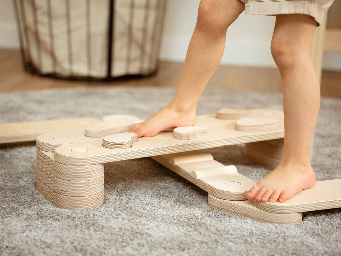 Ensemble de 6 Poutres d'Équilibre Naturelles Montessori - Happymoon - myplayground