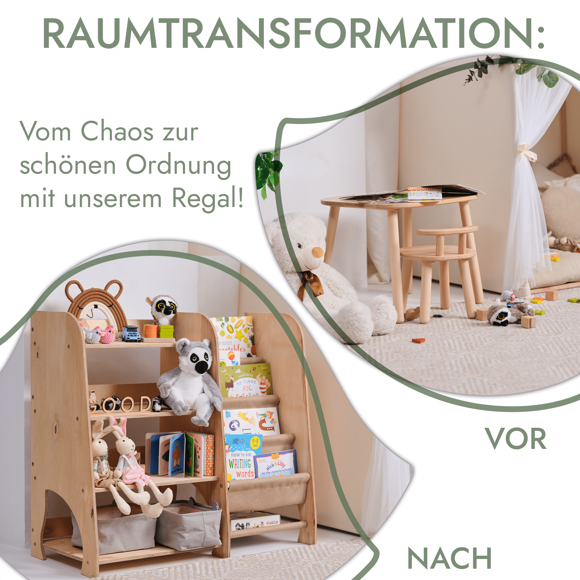 2in1 Montessori - Regal für Bücher und Spielzeug - myplayground