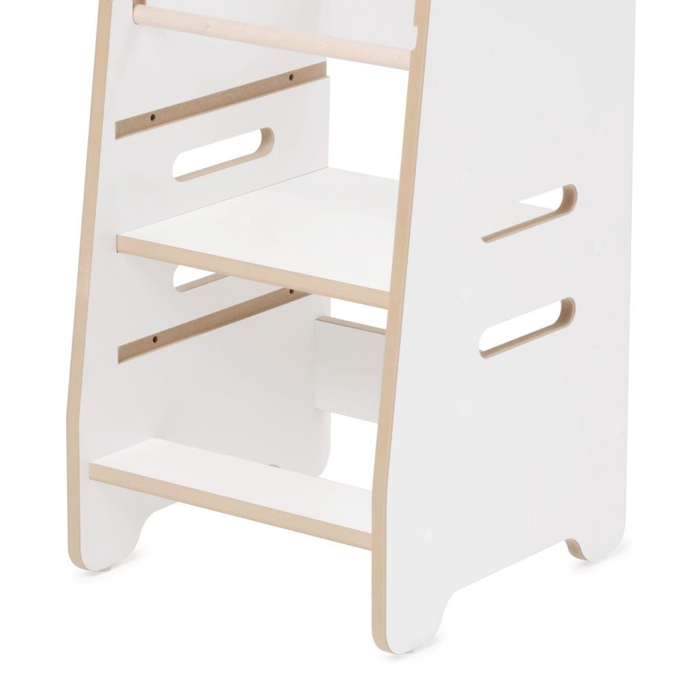 Tour d'apprentissage enfant - blanc nuage, bois, 2 niveaux, montessori en bois, tabouret pour enfant - Plush Nest - myplayground