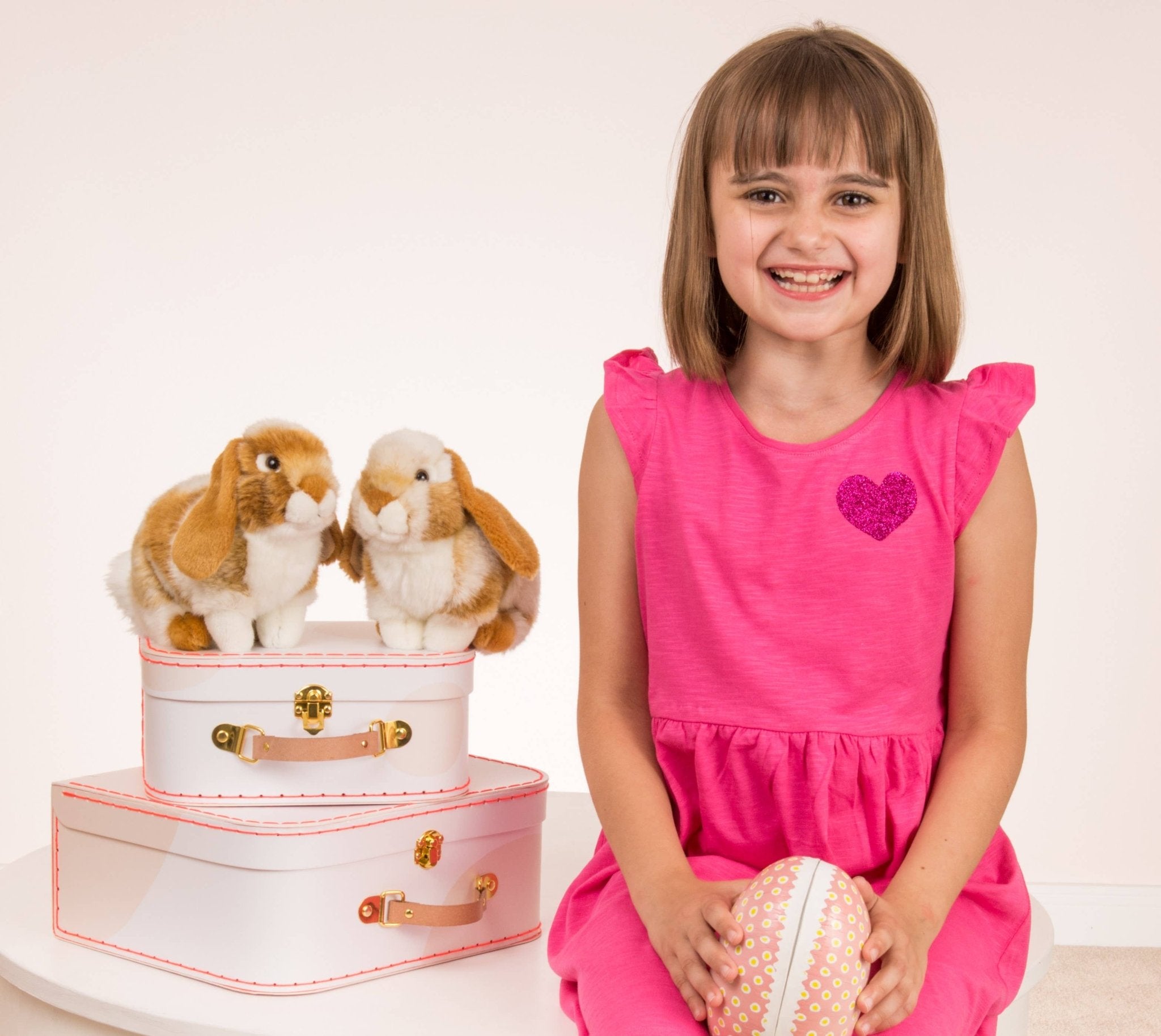 Lapin assis marron clair/blanc piqué 20 cm - jouet en peluche - S - myplayground