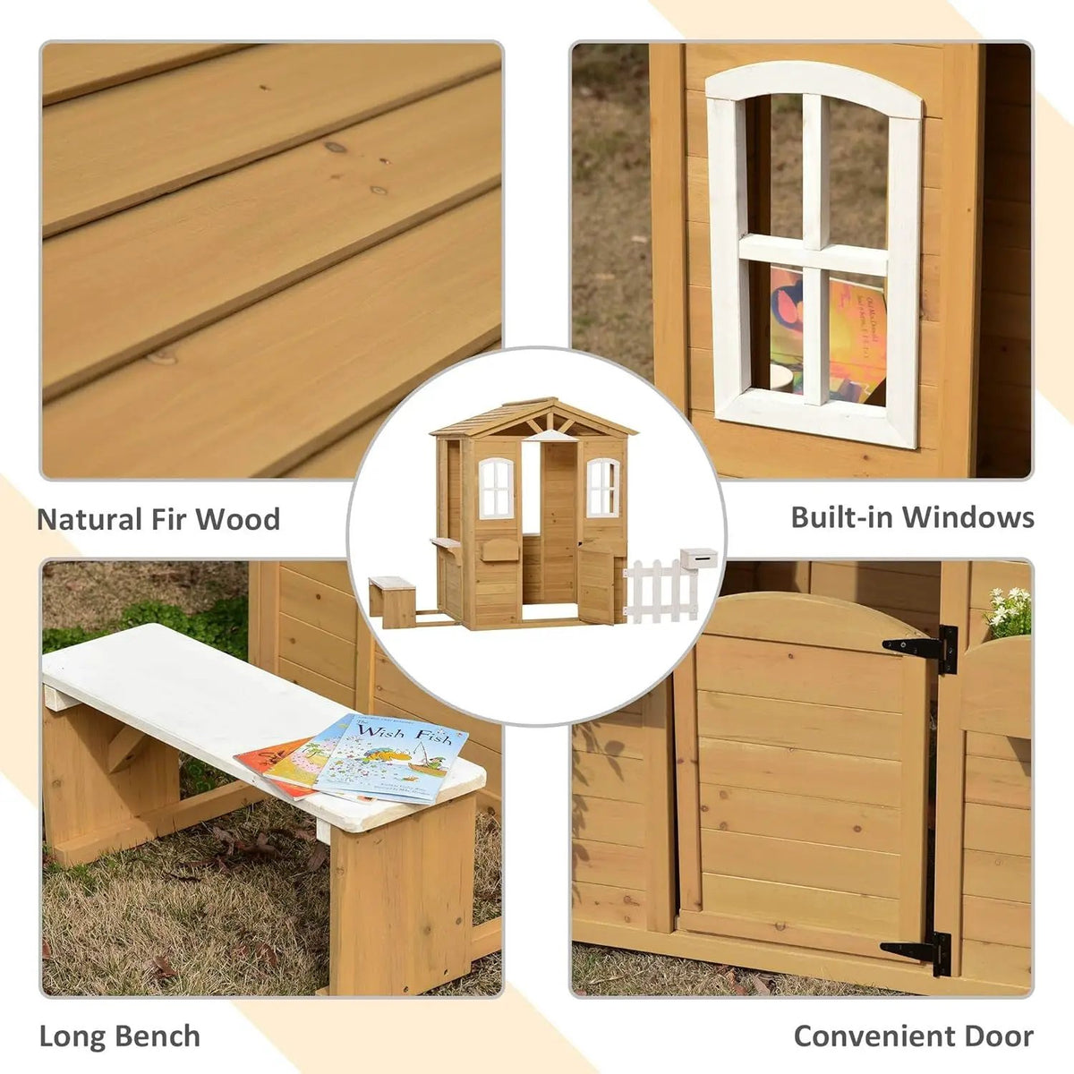 Kids Outdoor Wood Playhouse With Working Door And Windows by ShipItFurniture