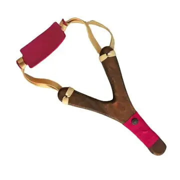SLINGSHOT RUSTIK GRIP + 3 BOULES EN LIÈGE (manche en daim) - Jeu de role pour enfants by KALID MEDIEVAL