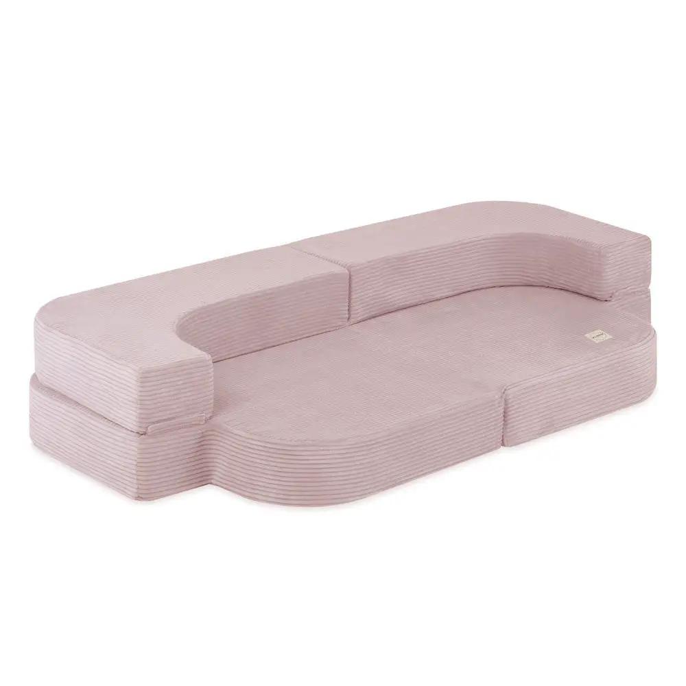 Canapé-lit Foldie - Velours côtelé rose clair premium, lavable, imperméable - Plush Nest by Misioo