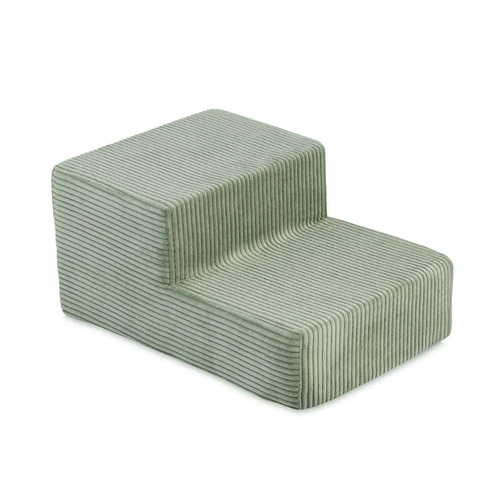Mini terrain de jeu – Velours côtelé vert premium, bassin et 100 balles (perle et argent) – Plush Nest by Misioo