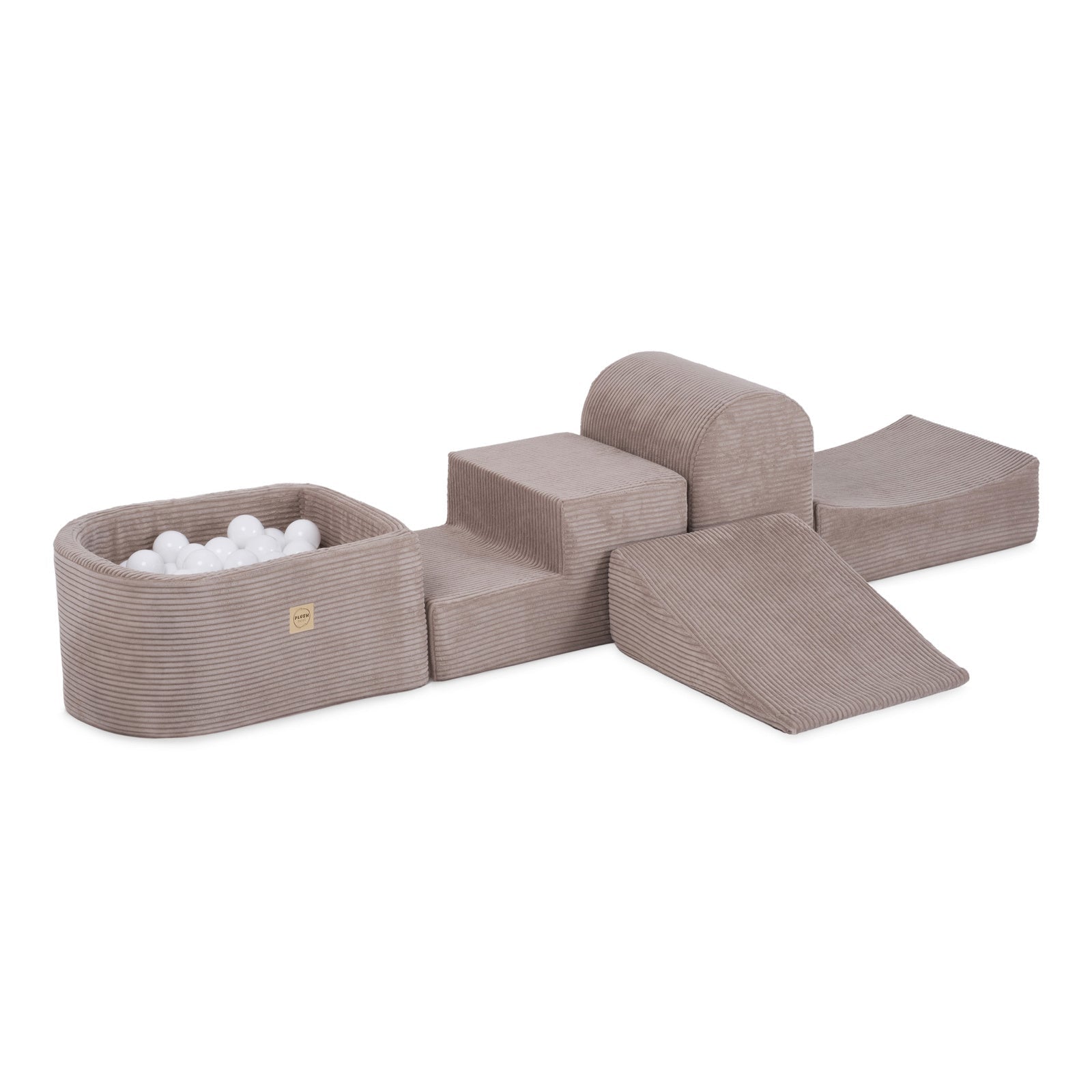 Mini terrain de jeu – Velours côtelé beige premium, bassin et 100 balles – Plush Nest - myplayground