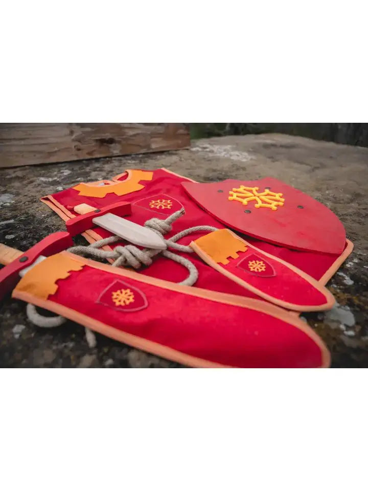 BOUCLIER HISTORIQUE L ROUGE AVEC CROIX OCCITANE - Jeu de role pour enfants by KALID MEDIEVAL