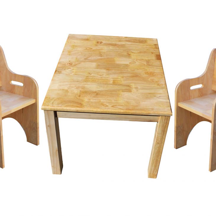 Table en bois massif avec 2 chaises pour tout-petits  QToys USA Table en bois massif avec 2 chaises pour tout-petits myplayground