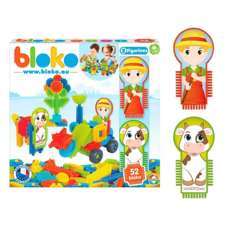 Coffret 50 Bloko + 2 Figurines Pods Ferme - BLOKO 503541  Bloko Coffret 50 Bloko + 2 Figurines Pods Ferme - BLOKO 503541 myplayground