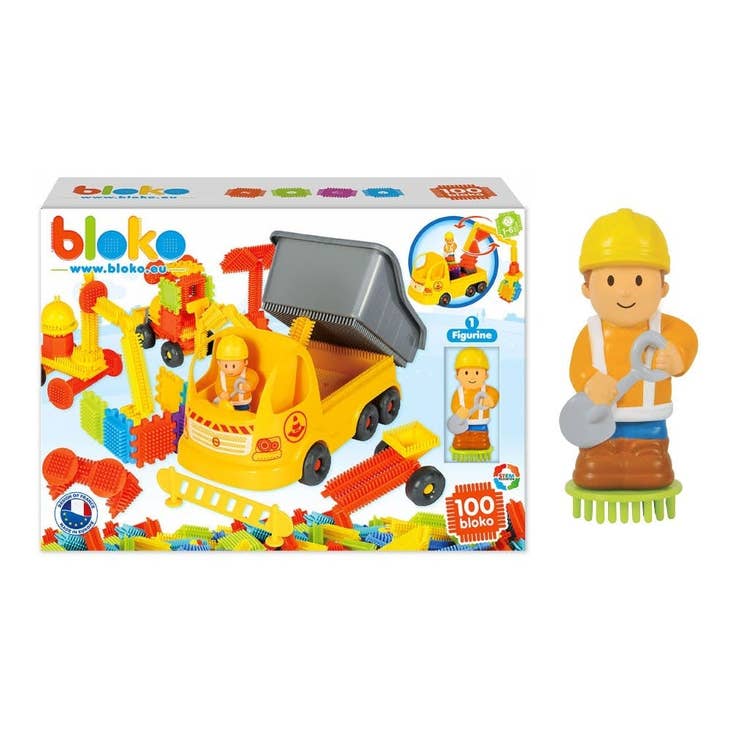 Coffret 100 Bloko + 1 Ouvrier + Camion - BLOKO 503593  Bloko Coffret 100 Bloko + 1 Ouvrier + Camion - BLOKO 503593 myplayground